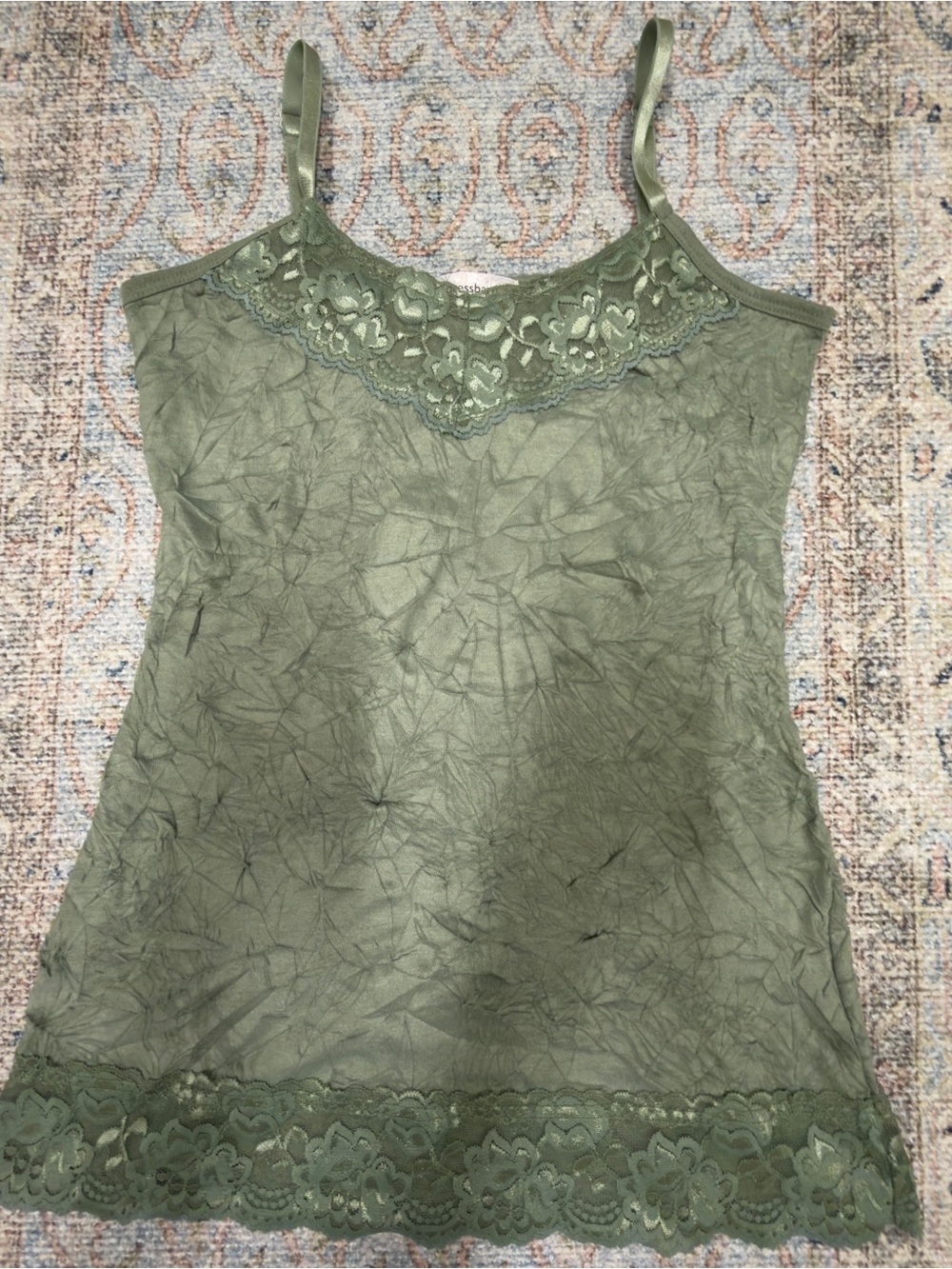 Y2K Green Lace-Trim Camisole Tank Top size small